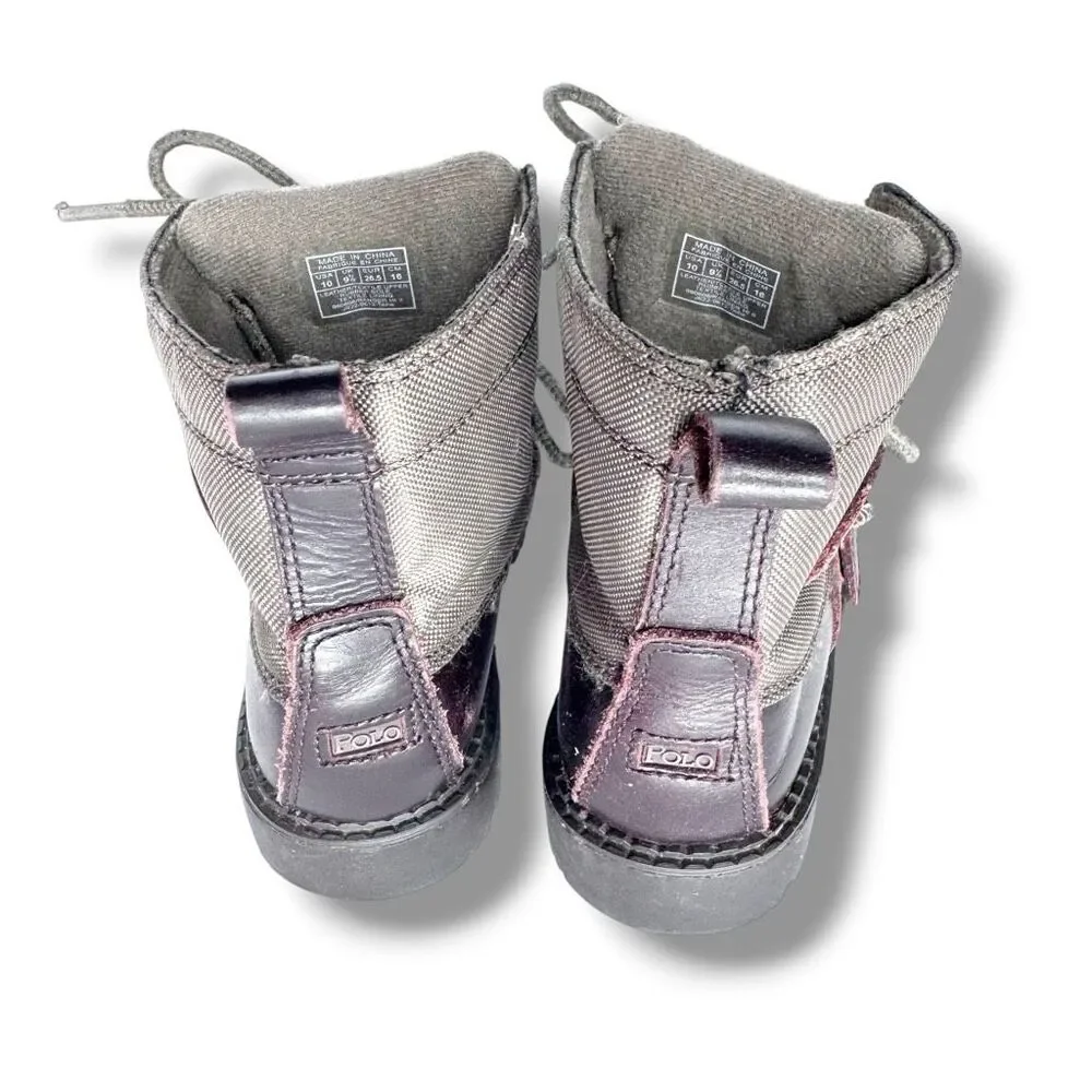 Polo Ralph Lauren Ranger HI II Combat Boots Kid Boy Size 10 Brown Leather